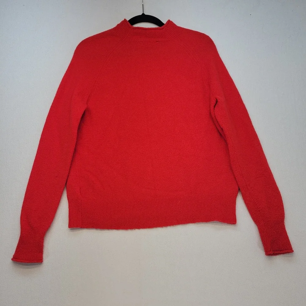 J.Crew Sweater Womens Small Red Funnel Neck‎ Merino Alpaca Blend Raglan Knit